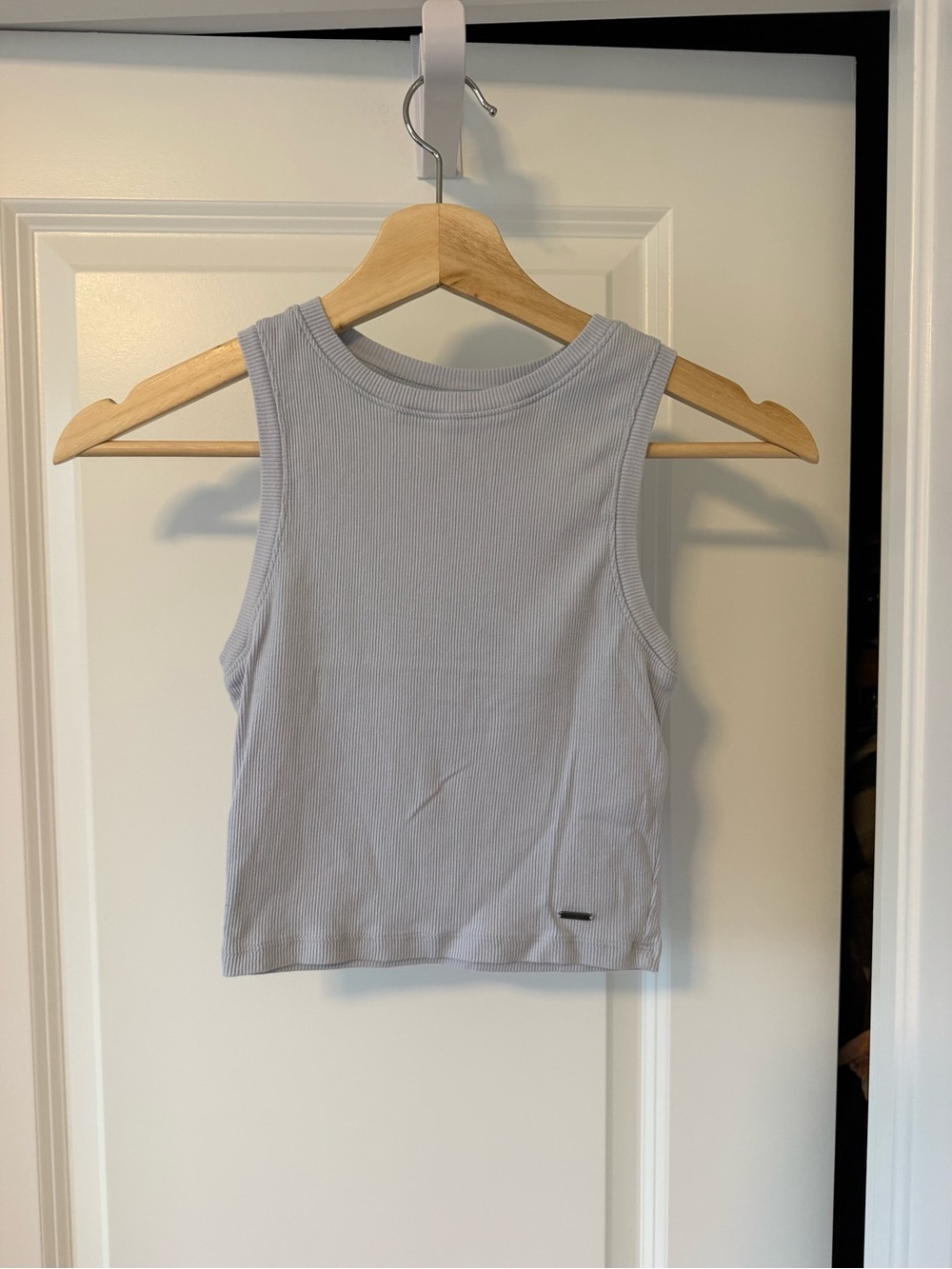 Hollister Ribbed Crop Tank Top - Light Gray